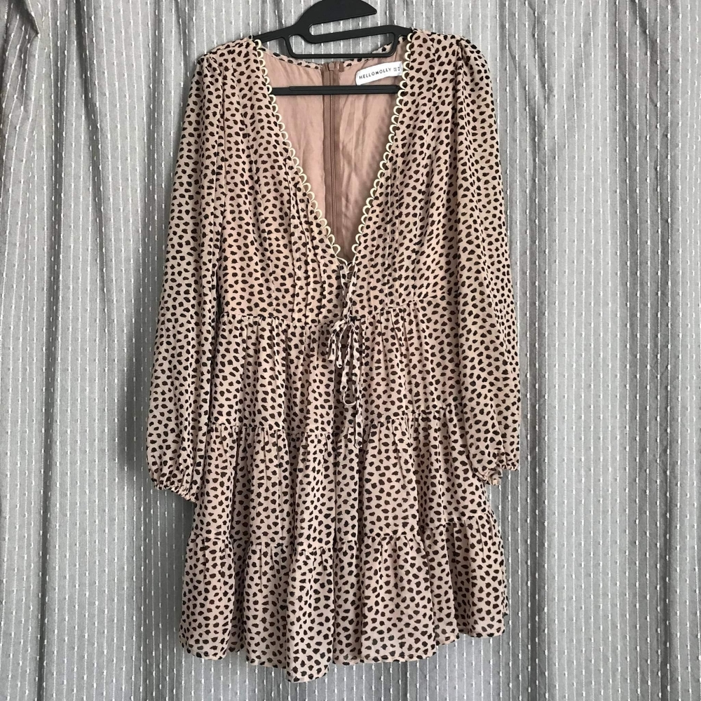 Hello Molly Lined Pink and Black Dress Size M